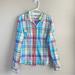 American Eagle Outfitters Tops | American Eagle Bright Colored Plaid Button Down 12 | Color: Blue/Purple | Size: 12