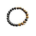 WORLD WIDE GEMS WWG Matte Black Onyx, Orange Tigereye, and Black Onyx 5-6mm rondelle smooth 7inch Natural Gemstones Beaded Bracelets for Men Women Healing Crystal Stretch Beaded Bracelet Unisex