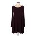 Garage Casual Dress - A-Line Scoop Neck Long sleeves: Burgundy Print Dresses - Women's Size Medium