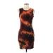 Shein Casual Dress - Bodycon Crew Neck Sleeveless: Brown Print Dresses - Women's Size Large