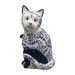 Winston Porter Libor Cat Sculpture - Contemporary Vintage Style Chinoiserie Floral Sitting Cat Statue Porcelain/ in Blue/White | Wayfair