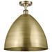 Metal Bristol 16"W Antique Brass Semi.Flush Mount With Antique Brass S