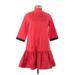 Shein Casual Dress - DropWaist Turtleneck 3/4 sleeves: Red Print Dresses - New - Women's Size Medium