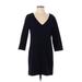 J.Crew Casual Dress - Mini V Neck 3/4 sleeves: Blue Print Dresses - Women's Size 4