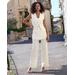 Boston Proper - Ivory Coast White - Beyond Travel High Rise Palazzo Pant - Small