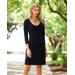 Boston Proper - Jet Black - Beyond Travel Three-Quarter Sleeve V Neck Dress - Small