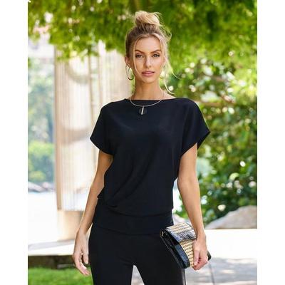 Boston Proper - Jet Black - Beyond Travel Bateau Neck Blouson Top - Small