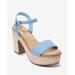 Boston Proper - Blue - Raffia Platform Ankle Strap Heel - 41