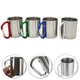 220ml Edelstahl becher für Camping reisen im Freien Tasse mit Griff Karabiner Klettern Rucksack