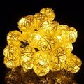 MEIU 40 LED Ball String Lights Decor 16.4 ft Flicker Light Battery Operated 3cm Rattan Ball Ornaments for Holiday Wall Window Yard Garden Party Decor Supply (Battery not Include) - Warm White