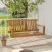 Gymax 2-Person Acacia Wood Outdoor Porch Swing Patio Hanging Bench Chair Natural