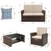 Futzca 4-Piece Outdoor Patio Furniture Set Wicker Sectional Set Brown