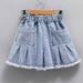 Herrnalise Girls Jean Shorts Denim Stretch Roll Cuff Short Kids Girls Elastic Waistband Casual Shorts Athletic Toddler Girls Summer Clothes(Size: 4-15T)