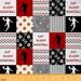 YST Basketball Twin Indoor Outdoor Fabric for Boys Sports Fabric by The Yard Basketball Athlete Upholstery Fabric Geometric Patchwork Stripes Red Black DIY Waterproof Fabric Gery Stars 3 Yards