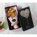 Wovilon 7PCs Gold Foil Carnation Bouquet (Green Box) Gold Foil Plated Artificial Carnation Rose Forever Gifts for Her Valentine s Day Anniversary Wedding Mothers Day Birthday Gift and Proposal