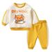 Fall Baby Girl Outfits Baby Boys Long Sleeve Cute Cartoon Letter Sweatshirt Pullover Tops Patchwork Trousers Pants Outfit Set 2Pcs Clothes Baby Boy s Clothing Yellow 18 Months-24 Months