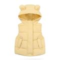 QUYUON Toddler Down Vest Baby Girls Boys Puffer Jackets Sleeveless Button Full Zip up Hoodie Jacket Warm Winter Coat Outerwear Kids Windproof Padded Jackets Yellow 2T