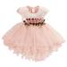 mveomtd Toddler Baby Kids Girls Flowers Floral Tulle Ruched Princess Dresses Clothes 4t Girl Dress Floor Length Flower Girl Dress