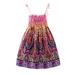 Fimkaul Girls Dresses Floral Bohemian Flowers Sleeveless Beach Straps Princess Clothes Dress Baby Clothes Purple