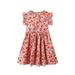 mveomtd Girls Toddler Kids Crew Neck Summer Sleeveless Sundress Casual Beach Floral Prints Party Dress Flag Dress Lace Panel Dress