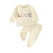 Baby 2 Piece Cute Outfit Plush Letter Embroidery Sweatshirt and Pants