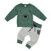 HIBRO Toddler Fall Outfits Boy Toddler Kids Baby Boys Hoodie Cartoon Bear Sweatshirt Tops+ Pants Outfits Set