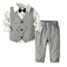 HIBRO Pant Suits for Kids 4PC Gentleman T Shirt Baby Bowtie Cloth Toddler Wedding Pants Boy Suit Vest Sets Boys Outfits&Set