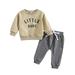 Girl Outfits Boys Outfit Letters Prints Long Sleeves Tops Sweatershirt Pants 2Pcs Set Outfits Boy Outfits Beige 18 Months-24 Months