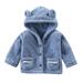 TOWED22 Baby Bear Jacket with Ears Baby Girl Boy Winter Clothes 3D Bear Hooded Jacket Zip Up Warm Coat Cute Hoodie Outerwear Blue 18-24 M