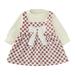 EHQJNJ Baby Clothes For Girls 0-3 Months Toddler Girls Long Sleeve Bowknot Dot Prints Ruffles Dress Dance Party Dresses Clothes Pink Patchwork For Girls 6-7 Years Old