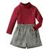 EHQJNJ Baby Girl Outfits 12-18 Months Fall and Winter Baby Toddler Girl Outfits Fall Winter Clothes Turtleneck Knitted Long Sleeves Pullover Tops & Button Mini Plaid Shorts Set Red Camouflage