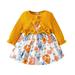 Fall Outfits For Girls Cardigan And Dress Dinosaur Floral Print Sleeveless Tank Dress Long Sleeve 2Pcs Outfits Baby Girls Clothing Yellow 18 Months-24 Months