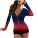 Shldybc Women s Sexy Deep V Neck Butt Flap Pajamas Onesie Sexy Bodycon Bodysuit Long Sleeve Onepiece Jumpsuit Rompers - Fall/Winter Clearance