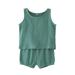 Baby Girl Fall Outfits Boys Summer Sleeveless Solid Color Tops Shorts 2Pcs Outfits Clothes Set Clothes Baby Clothing Blue 0 Months-6 Months
