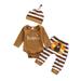 My First Thanksgiving Outfit 3M 6M 12M 18M Newborn Baby Boy Girl Letter Long Sleeve Romper Turkey Pants with Hat 3Pcs Clothes Set