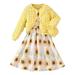 Toddler Fall Outfits For Girls Long Sleeve Floral Print Coats And Dress Bag 3Pcs Outfits Clothes Set Winter Fall Clothes Baby Boy s Clothing Yellow 4 Years-5 Years