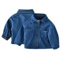KYAIGUO 6M-4T Infant Baby Toddler Girl Boy Denim Jacket Toddler Winter Casual Thick Fleece Lined Denim Coat Outwear