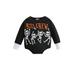 Baby Halloween Sweatshirt Rompers Letter Skeleton Print Jumpsuit