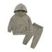 Ydojg Cute Outfit Set For Boys Girls Toddler Kids Baby Clothes Unisex Solid Sweatsuit Long Sleeve Warm Hooded Pullover Tops Pants Set Outfits For 12-24 Months