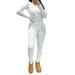 Women Wild Jumpsuits Solid Color Square Neck Long Sleeve Rompers