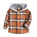 ASFGIMUJ Hoodies For Boys Toddler Girls Flannel Hooded Plaid Shirt Button Baby Plaid Shirt Plaid Shirt Hooded Clothes Boys Fashion Hoodies & Sweatshirts Brown 6 Months-9 Months