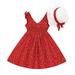 mveomtd 2022 New Summer Girls Dress Sleeveless Chiffon Polka Dot Party Princess Dress Children Kids Dresses Two Piece Dresses for Kids Spinning Tales Dress