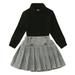 Toddler Fall Outfits Baby Ribbed Autumn Spring Long Sleeve Tops Skirts Set Clothing Baby Girls Clothing Black 3 Years-4 Years