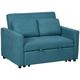 HOMCOM 2 Seater Sofa Bed, Convertible Bed Settee, Modern Fabric Loveseat Sofa Couch with 2 Cushions, Side Pockets for Living Room, Guest Room, Blue