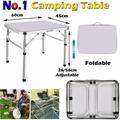 Pliant 2 pieds table de camping en aluminium pique - nique portable réglable partie bbq extérieur