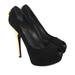 Louis Vuitton Shoes | Authentic Louis Vuitton Black/Gold Suede Oh Really Peep Toe Platform Pumps Heels | Color: Black/Gold | Size: Us Size 9 | Euro Size 39