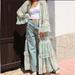 Free People Dresses | Free People Bali Lover To Lover Maxi Dress Duster Green Cream Small | Color: Cream/Green | Size: S