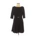 Tahari Casual Dress - A-Line Scoop Neck 3/4 sleeves: Black Print Dresses - Women's Size 6