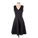 Calvin Klein Cocktail Dress - A-Line V Neck Sleeveless: Black Print Dresses - Women's Size 2