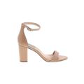 INC International Concepts Heels: Strappy Chunky Heel Minimalist Tan Print Shoes - Women's Size 9 - Open Toe